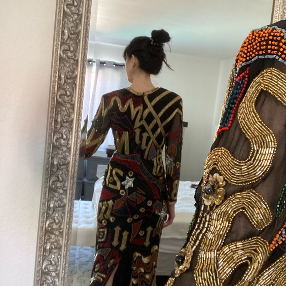 VINTAGE Fully Beaded Floor Length Gown - Picture 4 of 8